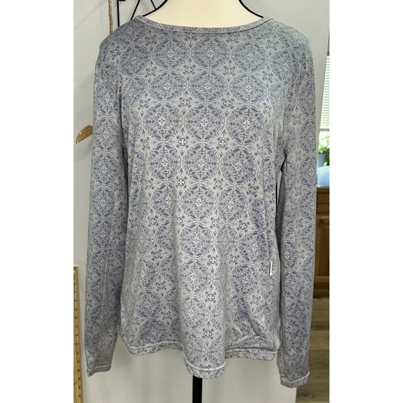 Hang Ten Shirt Womens Large Pullover Gray Floral Zip Pocket on Back Athleisure - Picture 1 of 8